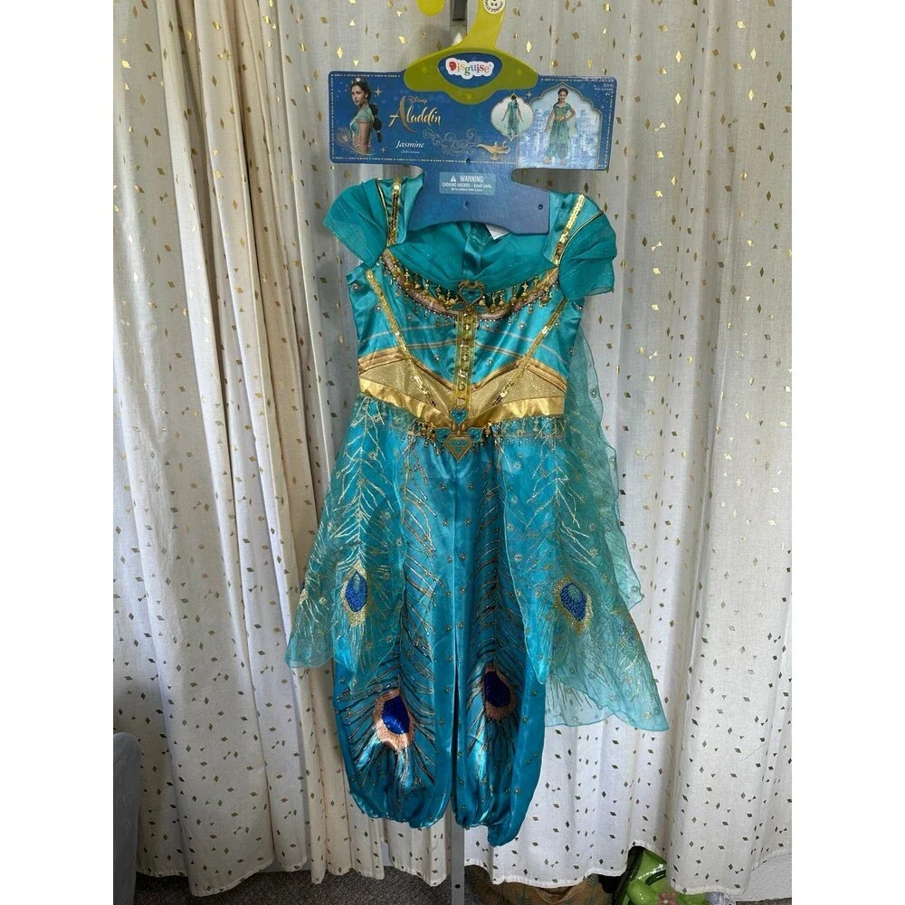 NWOT Disguise Disney Aladdin Girls Deluxe Jasmine Halloween Dress Up Costume 5-6 - Picture 2 of 7